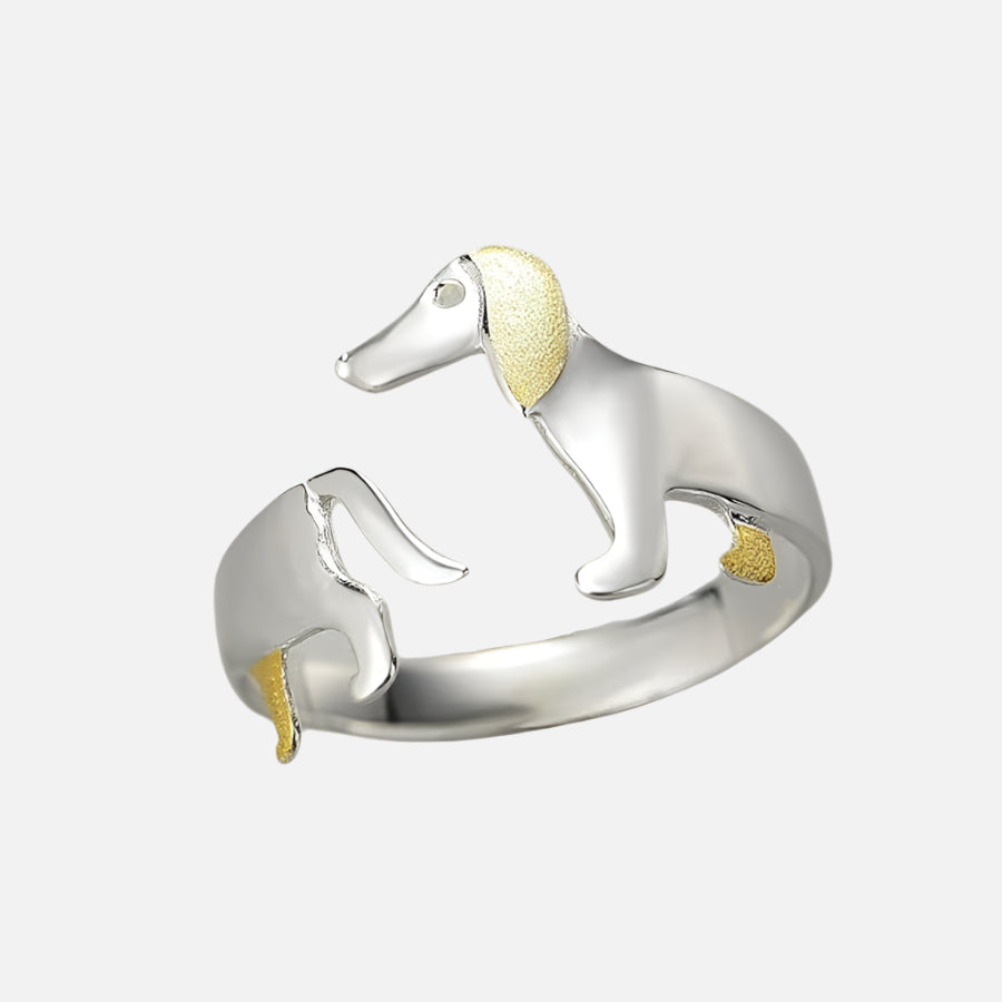 Anello in Argento Sterling 925 a Forma di Bassotto – Misura Regolabile - Emma e Gemma