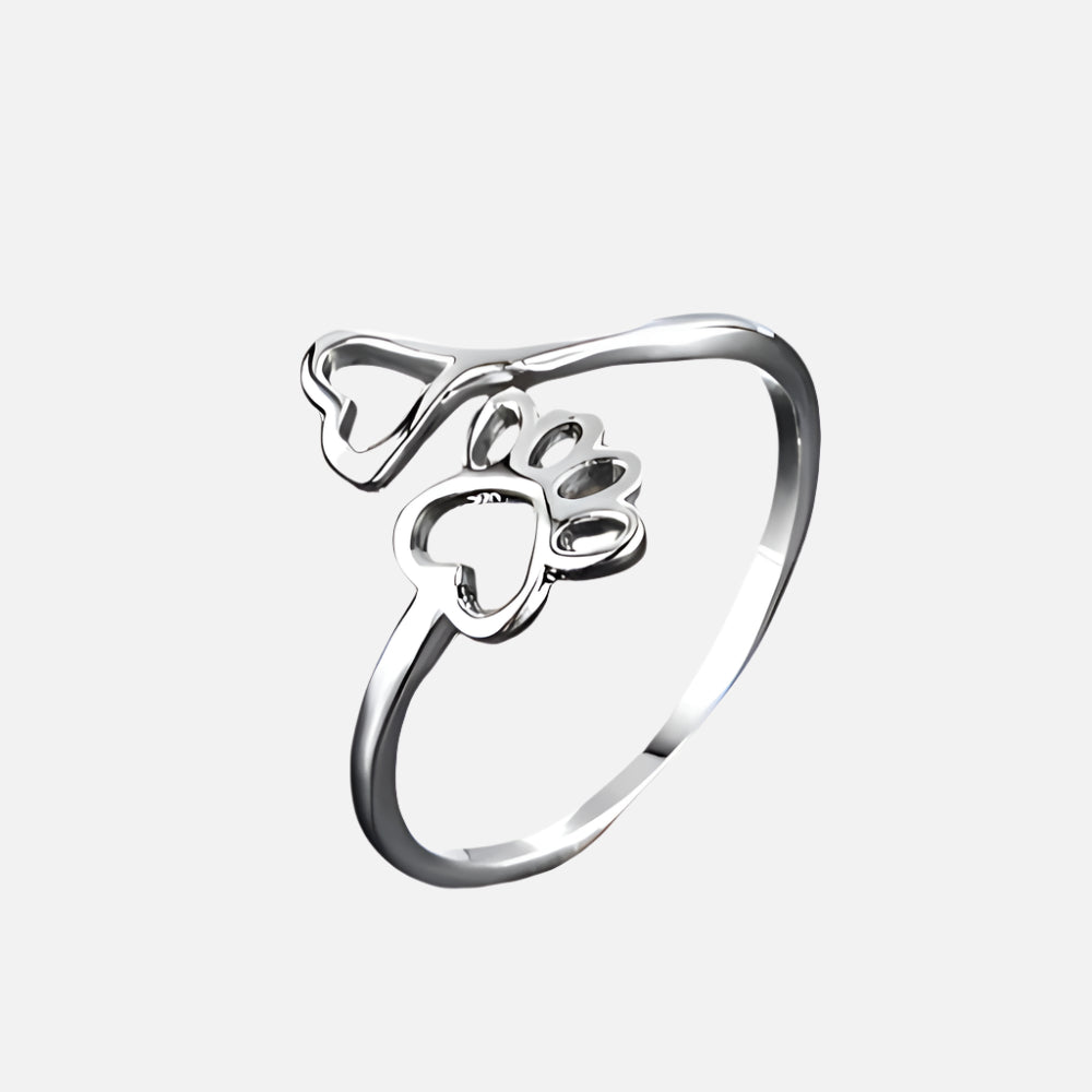 Anello Regolabile con Zampa e Cuore – Acciaio Inossidabile, immagine 2 - Emma e Gemma