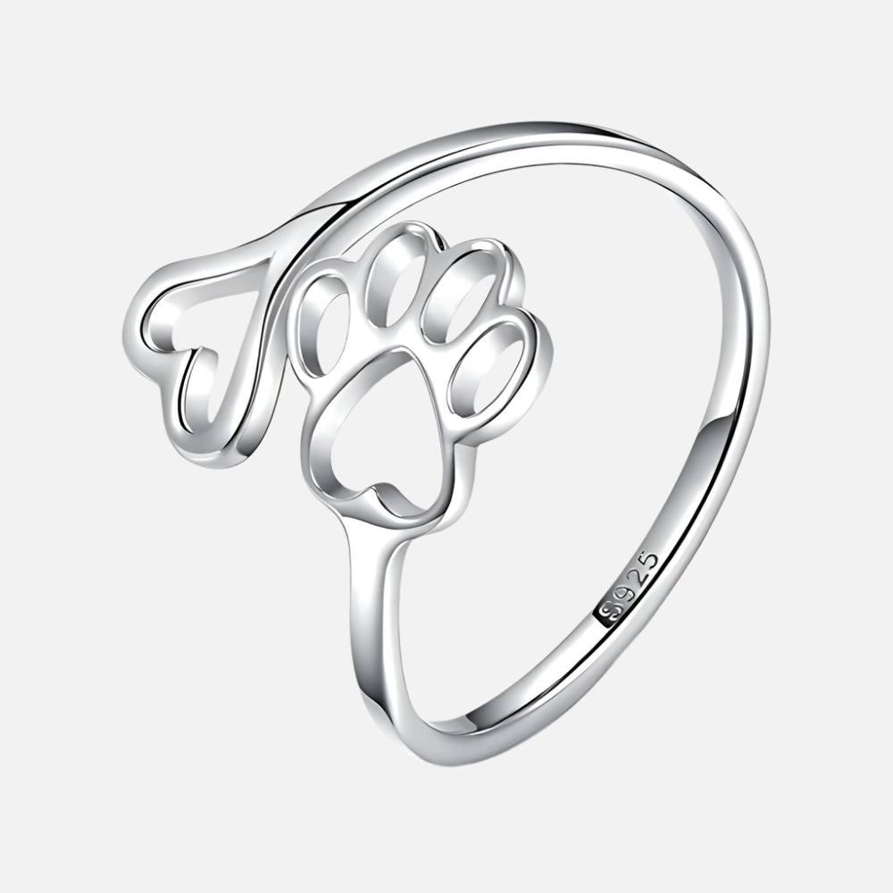 Anello Artigianale con Zampa e Cuore – Regolabile in Argento Sterling 925, immagine 2 - Emma e Gemma