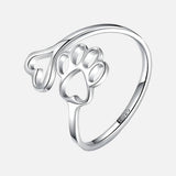 Anello Artigianale con Zampa e Cuore – Regolabile in Argento Sterling 925, immagine 2 - Emma e Gemma