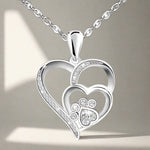Collana in Argento Sterling con Zampa e Cuore in Zirconia - Emma e Gemma