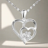 Collana in Argento Sterling con Zampa e Cuore in Zirconia - Emma e Gemma