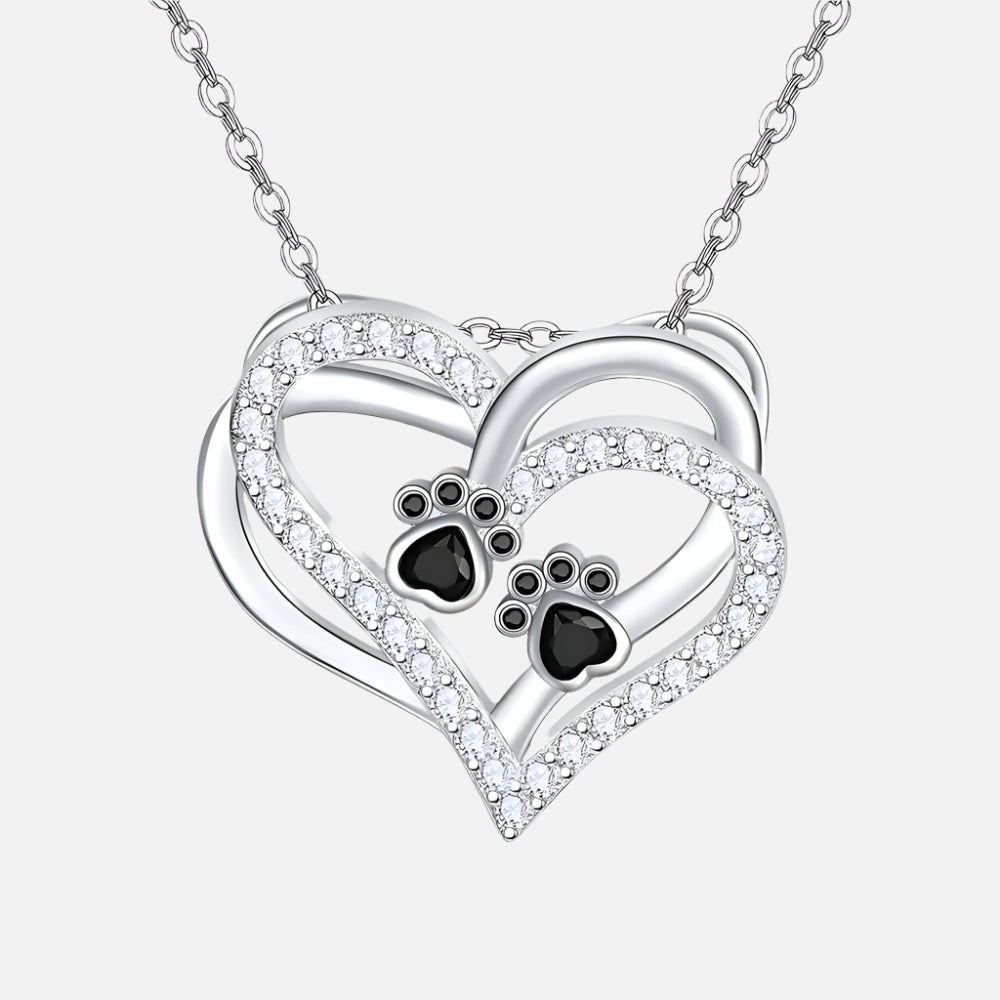 Collana a forma di cuore con impronta di zampa e zirconia, immagine 2 - Emma e Gemma
