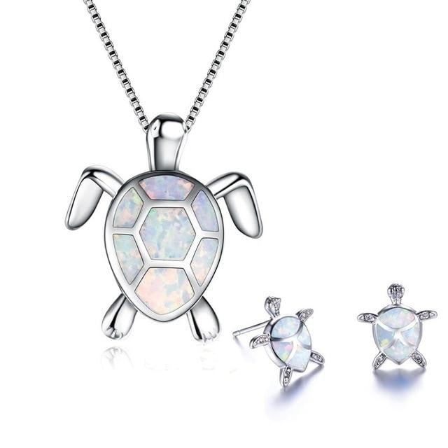 Collana e Orecchini a Tema Tartaruga Marina in Opale e Argento, immagine 7 - Emma e Gemma