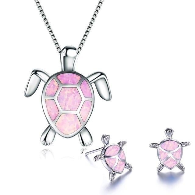 Collana e Orecchini a Tema Tartaruga Marina in Opale e Argento, immagine 5 - Emma e Gemma