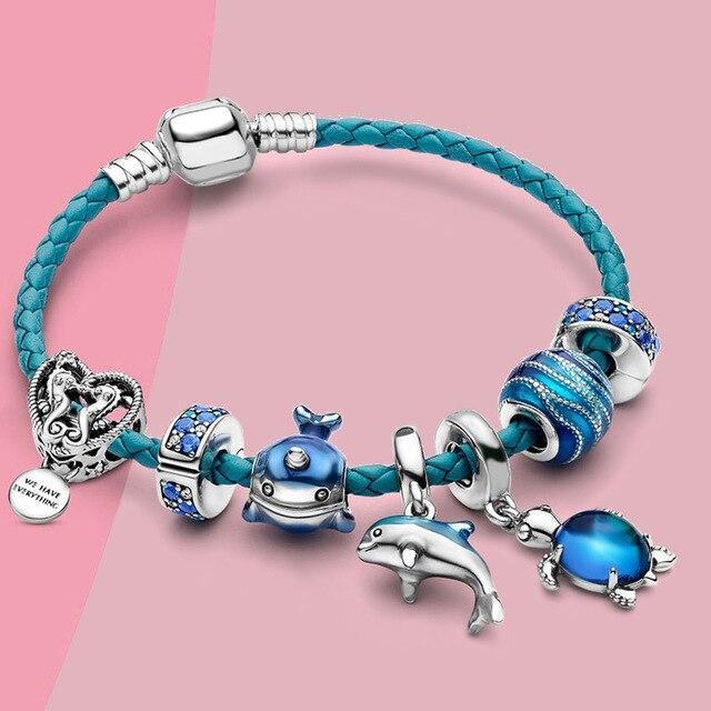 Bracciale Oceano + Charms inclusi in Pelle e Argento, immagine 2 - Emma e Gemma