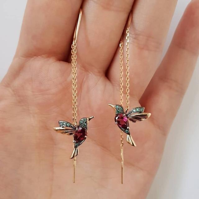 Orecchini in Smalto e Zirconia a forma di Colibrì - Emma e Gemma