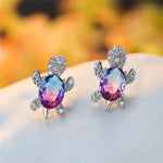 Orecchini a Forma di Tartaruga Marina in Zirconio e Argento - Emma e Gemma