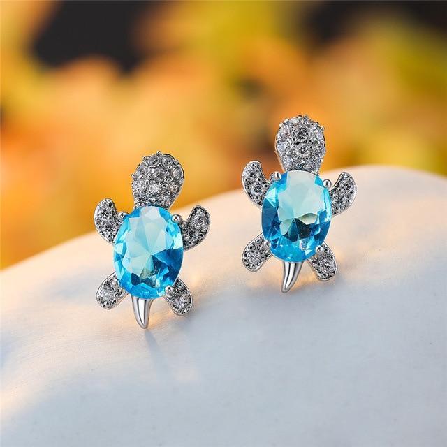 Orecchini a Forma di Tartaruga Marina in Zirconio e Argento, immagine 8 - Emma e Gemma
