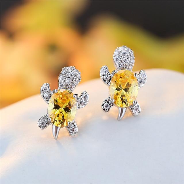 Orecchini a Forma di Tartaruga Marina in Zirconio e Argento, immagine 9 - Emma e Gemma