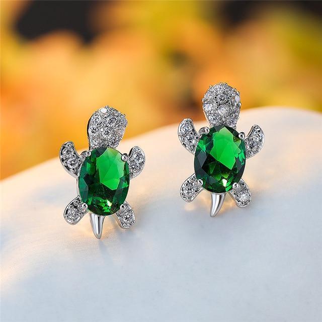 Orecchini a Forma di Tartaruga Marina in Zirconio e Argento, immagine 3 - Emma e Gemma