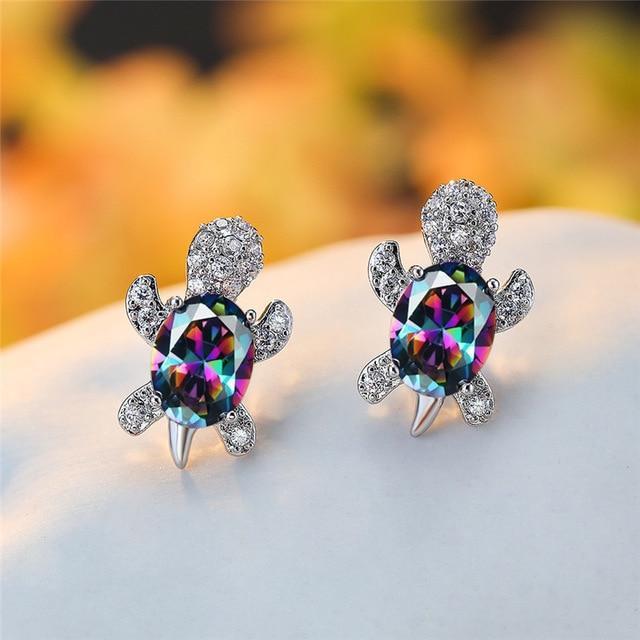 Orecchini a Forma di Tartaruga Marina in Zirconio e Argento, immagine 10 - Emma e Gemma
