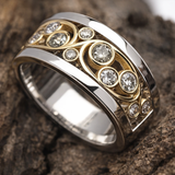 Anello Vintage in Oro e Argento con Edera e Zirconia - Kaja i Maja