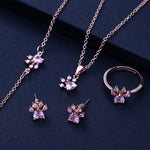 Set di Gioielli con Zampa in Oro Rosa – 4 Pezzi con Cuore in Zirconia (Anello, Collana, Orecchini, Bracciale), immagine 2 - Emma e Gemma