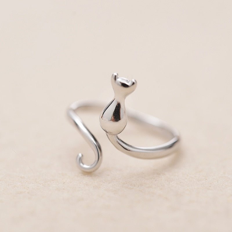 Anello adorabile in acciaio inossidabile a forma di gatto, immagine 5 - Emma e Gemma