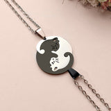 Collana in acciaio inossidabile con gatto Ying Yang - Emma e Gemma