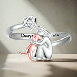 Anello Regolabile per Cani in Argento Sterling 925 – “Sempre nel Mio Cuore” con Zirconia - Emma e Gemma